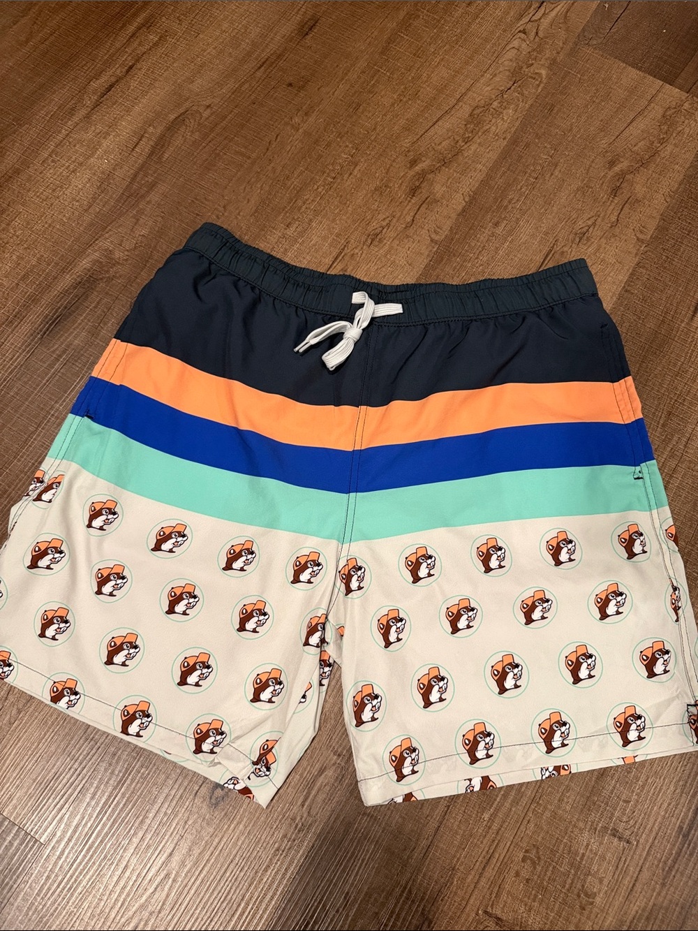 Men's Colorblock Swim Trunks with Graphic Print - Navy/Peach/Blue/Seafoam/Cream